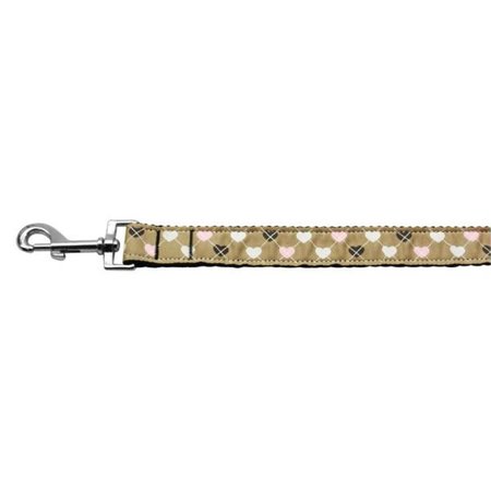 UNCONDITIONAL LOVE Argyle Hearts Nylon Ribbon Leash Tan 1 inch wide 4ft Long UN2618932